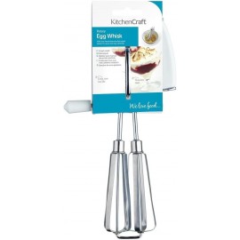 KitchenCraft Rotary Hand Whisk, Stainless Steel Manual Mixer, Plastic