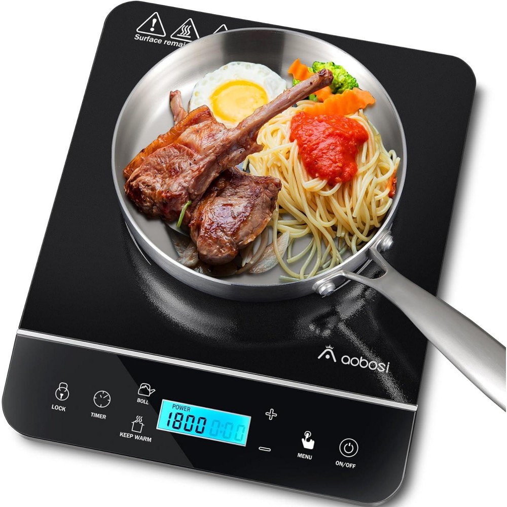 AAOBOSI Portable Induction Cooktop,1800W Induction Cooker with LCD Sen