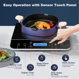 AAOBOSI Portable Induction Cooktop,1800W Induction Cooker with LCD Sen