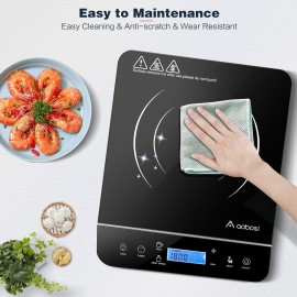 AAOBOSI Portable Induction Cooktop,1800W Induction Cooker with LCD Sen