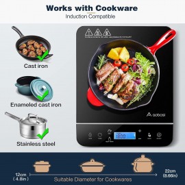 AAOBOSI Portable Induction Cooktop,1800W Induction Cooker with LCD Sen