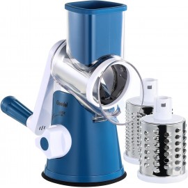 Rotary Cheese Grater, Vegetable Slicer with Three Drum Blades, Grater