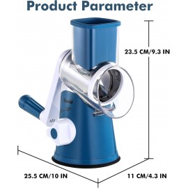 Rotary Cheese Grater, Vegetable Slicer with Three Drum Blades, Grater