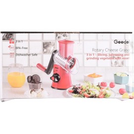 Rotary Cheese Grater, Vegetable Slicer with Three Drum Blades, Grater