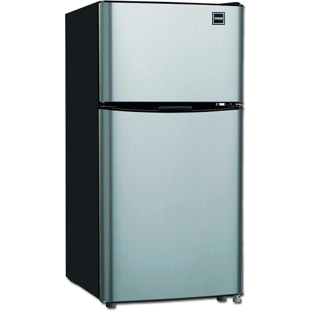 RCA RFR459 Compact Fridge with Freezer-Dual Adjustable Thermostat-Reve
