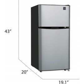 RCA RFR459 Compact Fridge with Freezer-Dual Adjustable Thermostat-Reve