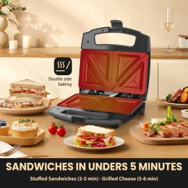 Aigostar 800W Sandwich Toastie Maker 2 Slice Toaster with Easy Clean N
