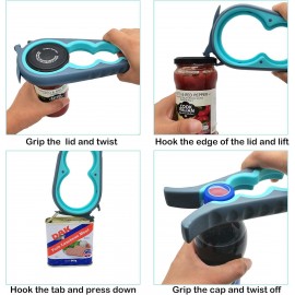 Otstar Jar Opener Bottle Opener and Ring Pull Can Opener for Weak Hand