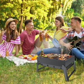 BBQ Barbecue Grill, Portable Folding Charcoal Barbecue Desk Tabletop O