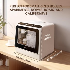 Portable Countertop Dishwashers, Compact Dishwashers with 5 L Built-in