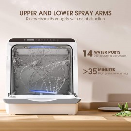 Portable Countertop Dishwashers, Compact Dishwashers with 5 L Built-in