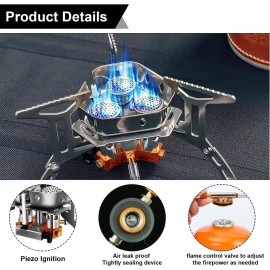 Windproof Camping Gas Stove, 5800w Portable Three-burner Gas Stove, Fo