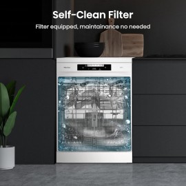 Hisense 14 Place Settings Freestanding Standard Dishwasher, White - D