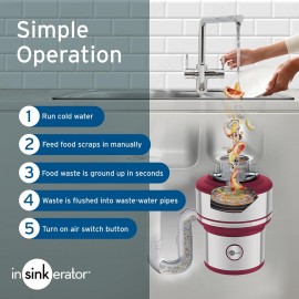 InSinkErator Evolution 200 S Food Waste Disposal Unit, Red, 33 x 23.4