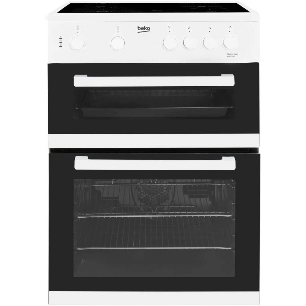 Beko KDC611W 60cm A Rated Double Oven 4 Burners Ceramic Electric Cooke