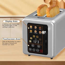 Touch screen Toaster 2 slice, Stainless Steel Digital Timer Toaster wi