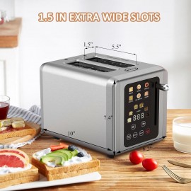 Touch screen Toaster 2 slice, Stainless Steel Digital Timer Toaster wi