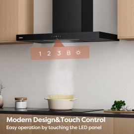 Ciarra Cooker Hood 90cm Black Wall Mount Chimney Hood Recirculating&Du