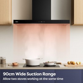 Ciarra Cooker Hood 90cm Black Wall Mount Chimney Hood Recirculating&Du