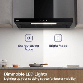 Ciarra Cooker Hood 90cm Black Wall Mount Chimney Hood Recirculating&Du