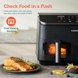 COSORI 9Qt Dual Air Fryer with Wider Double Basket, Cooking Meals at O