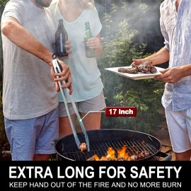 Walfos Locking Kitchen Tongs - 30cm and 43cm Heavy Duty BBQ Tongs, Sta