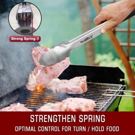 Walfos Locking Kitchen Tongs - 30cm and 43cm Heavy Duty BBQ Tongs, Sta