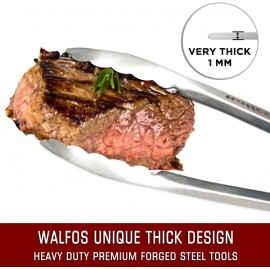 Walfos Locking Kitchen Tongs - 30cm and 43cm Heavy Duty BBQ Tongs, Sta