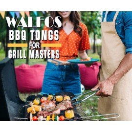 Walfos Locking Kitchen Tongs - 30cm and 43cm Heavy Duty BBQ Tongs, Sta