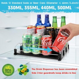 BingoHive Drink Dispenser for Refrigerator, Self-Pushing Soda Can Orga