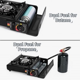 SHINESTAR Dual Fuel Stove with Butane & Propane Compatibility, Portabl