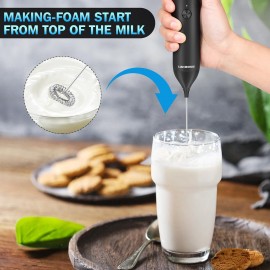 Rechargeable Milk Frother Whisk Handheld with USB-C Cable, Milk Frothe