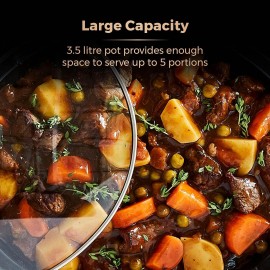 Tower T16018RG 3.5 Litre Stainless Steel Slow Cooker with 3 Heat Setti