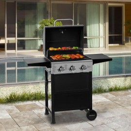 MASTER COOK 3 Burner BBQ Propane Gas Grill, Stainless Steel 30,000 BTU