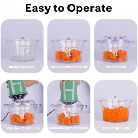Food Processors with 2 Bowls, 400W Meat Grinder, Food Chopper Electric