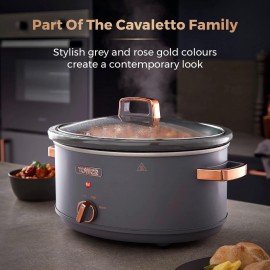 Tower T16043GRY Cavaletto 6.5 Litre Slow Cooker with 3 Heat Settings,