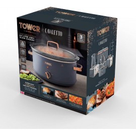 Tower T16043GRY Cavaletto 6.5 Litre Slow Cooker with 3 Heat Settings,