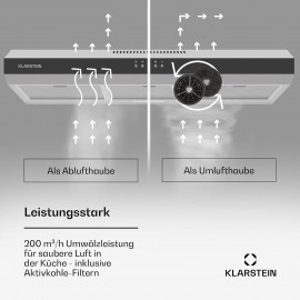 Klarstein extractor hood 90 cm, exhaust extractor hood with dishwasher