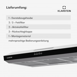 Klarstein extractor hood 90 cm, exhaust extractor hood with dishwasher