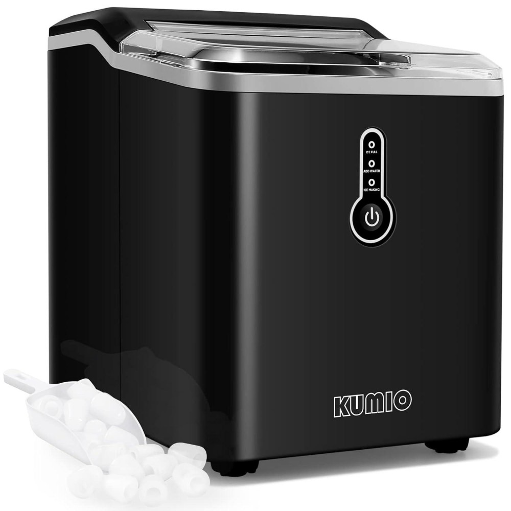 KUMIO Ice Makers Machine Countertop, 12kg/24h, 9 Thick Bullet Ice Read