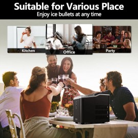 KUMIO Ice Makers Machine Countertop, 12kg/24h, 9 Thick Bullet Ice Read