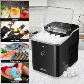 KUMIO Ice Makers Machine Countertop, 12kg/24h, 9 Thick Bullet Ice Read