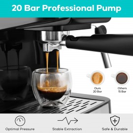 CASABREWS 20 Bar Espresso Machine, Coffee Maker with Steam Milk Frothe