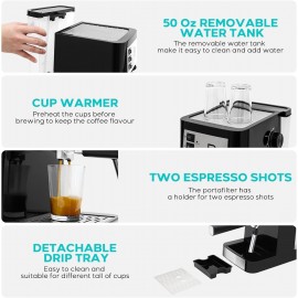 CASABREWS 20 Bar Espresso Machine, Coffee Maker with Steam Milk Frothe