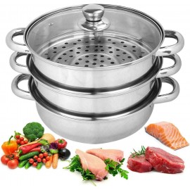 MantraRaj 25cm 3 Tier Stainless Steel Steamer Pot Vegetable, Seafood a