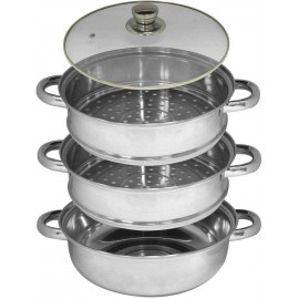 MantraRaj 25cm 3 Tier Stainless Steel Steamer Pot Vegetable, Seafood a