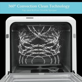 Table Top Dishwasher, Mini Countertop Dishwasher Portable, 6 Programs,
