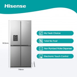 Hisense RQ560N4WCF Freestanding American Fridge Freezer Cross Door, No