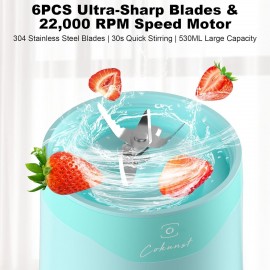 COKUNST 18oz Portable Blender, USB Rechargeable Personal Size Blenders