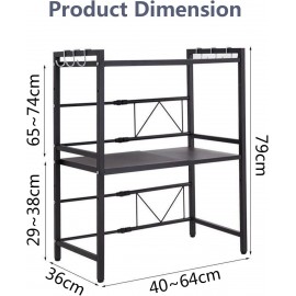 NAIMP 3 Tiers Expandable Microwave Oven Rack with 6 Hooks, Microwave S